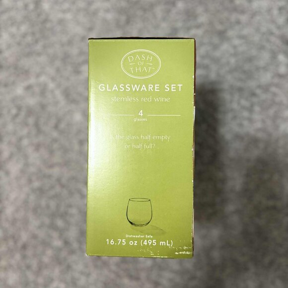 Brand New Set of 4 Stemless Red Wine Glasses Set by "Dash of That" - Picture 2 of 2